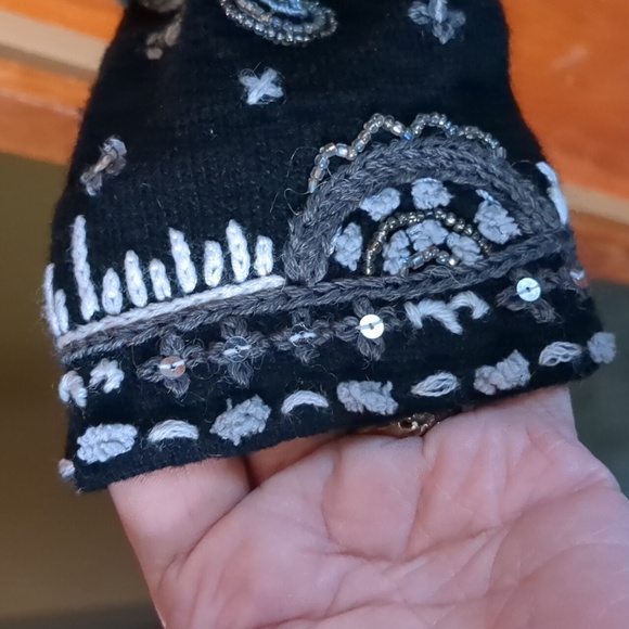 ÉTINCELLE COUTURE* vintage beaded sequined belted long sleeve wool blend sweater - Picture 3 of 12